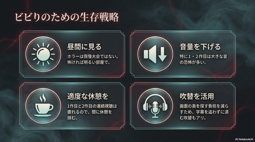 昼間に見る、音量を下げるなど、ホラー映画を安全に楽しむための4つのコツ
